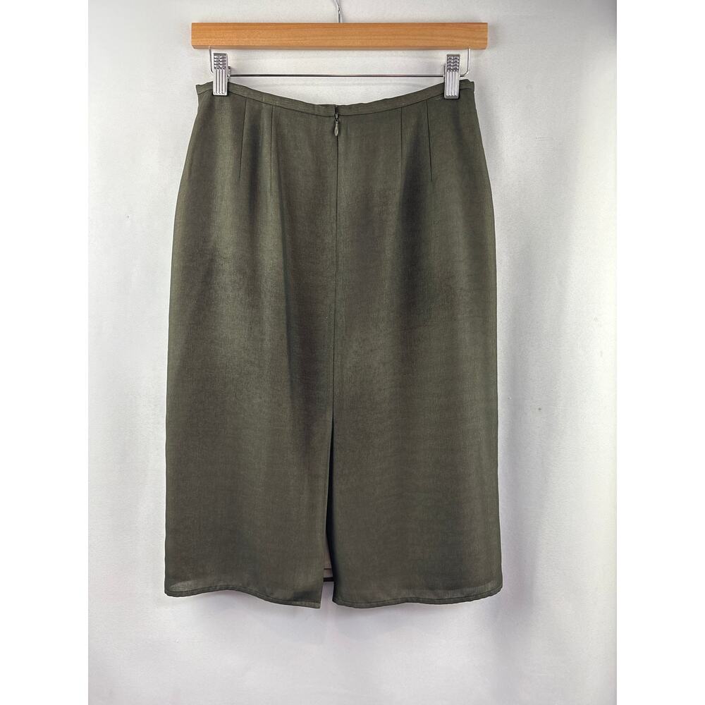 Women’s Ann Taylor Loft Size 4 Dark Sage Midi Pencil Skirt - Picture 3 of 5